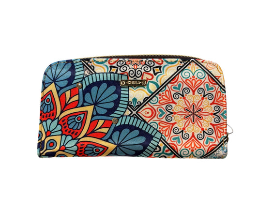 Billetera Doble Cierre Mandala Turquesa