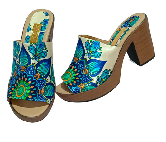 Tacón elegante Mandala Azul Real