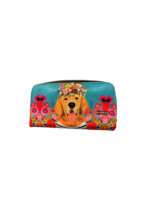Billetera Colette Blue Puppy and Flowers