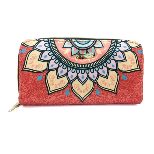 Billetera Doble Cierre Mandala Orange